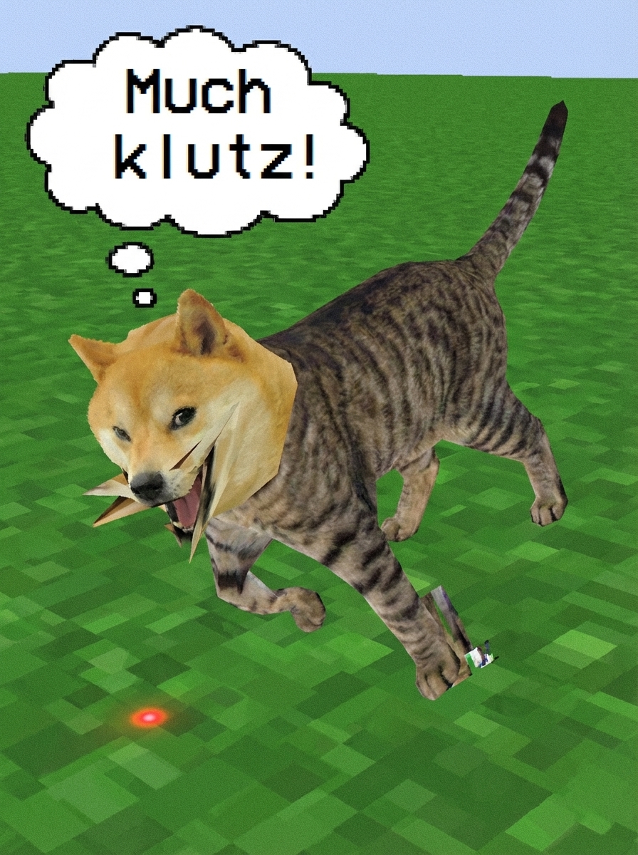 Much klutz! - Thought bubble scene