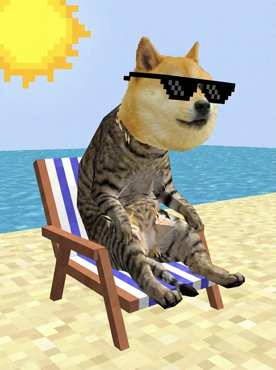 Beach relaxation with pixel sunglasses