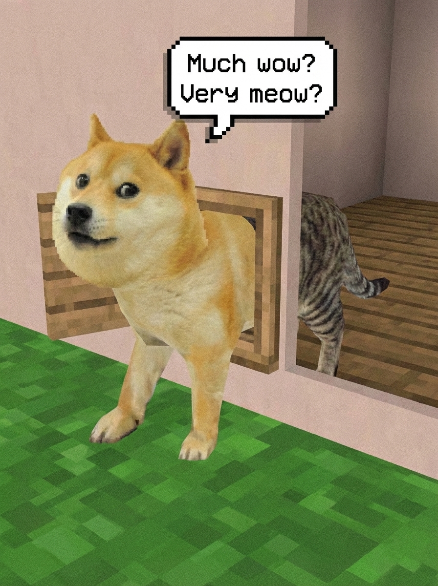 Much wow? Very meow? - Indoor Minecraft scene