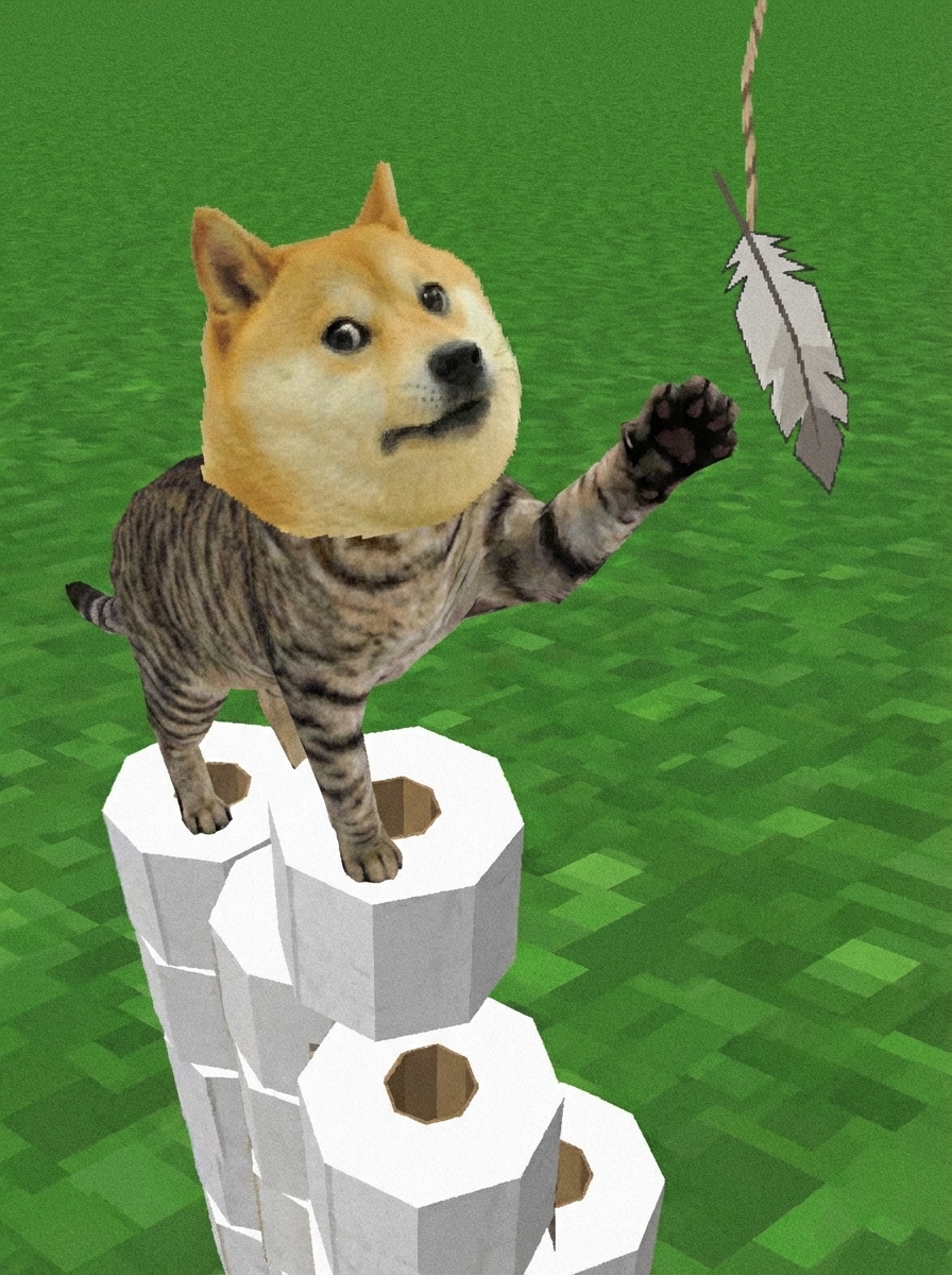 Balancing on toilet paper tower